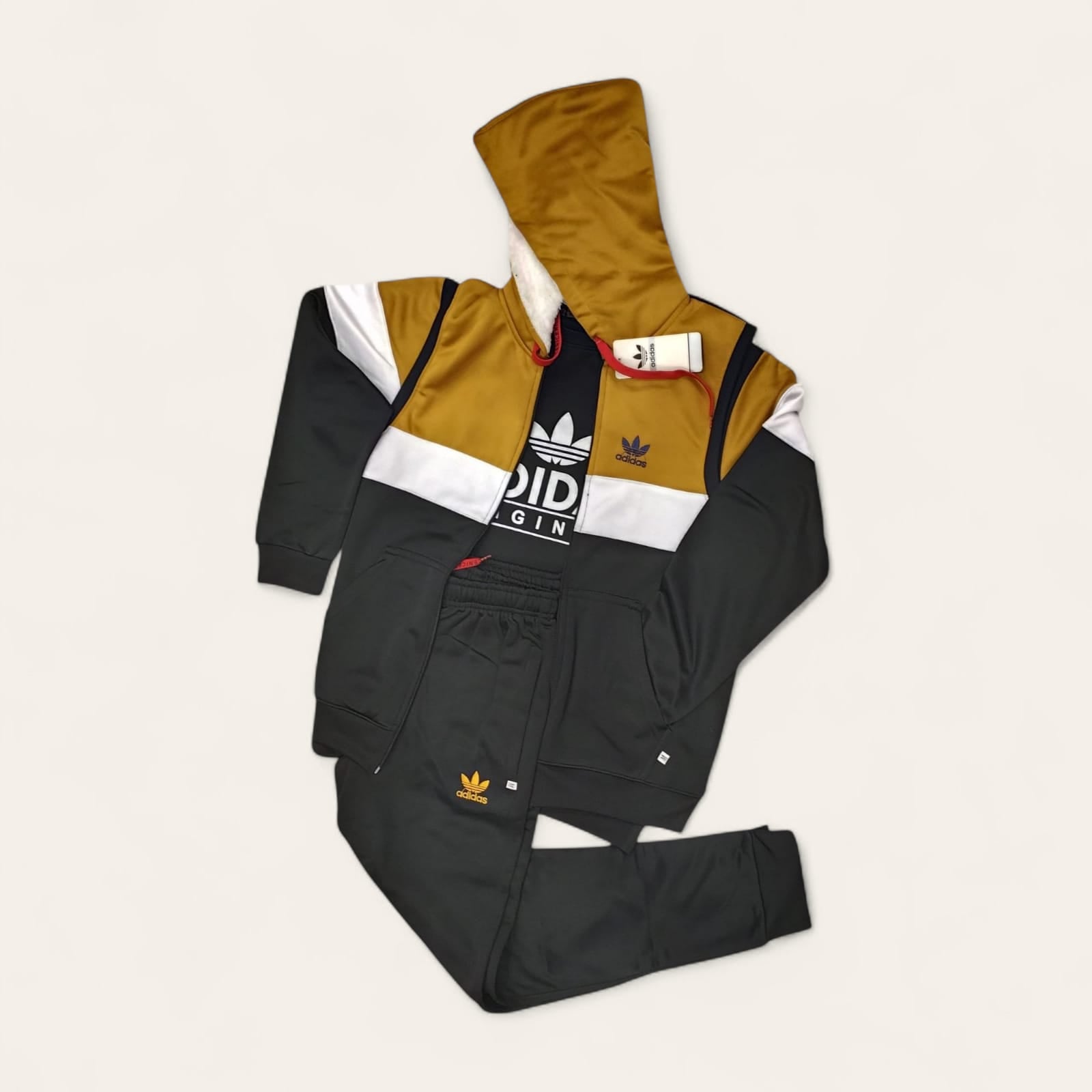 Panthrix Signature Adidas-Style Track Suit (Black & Mustard Edition)